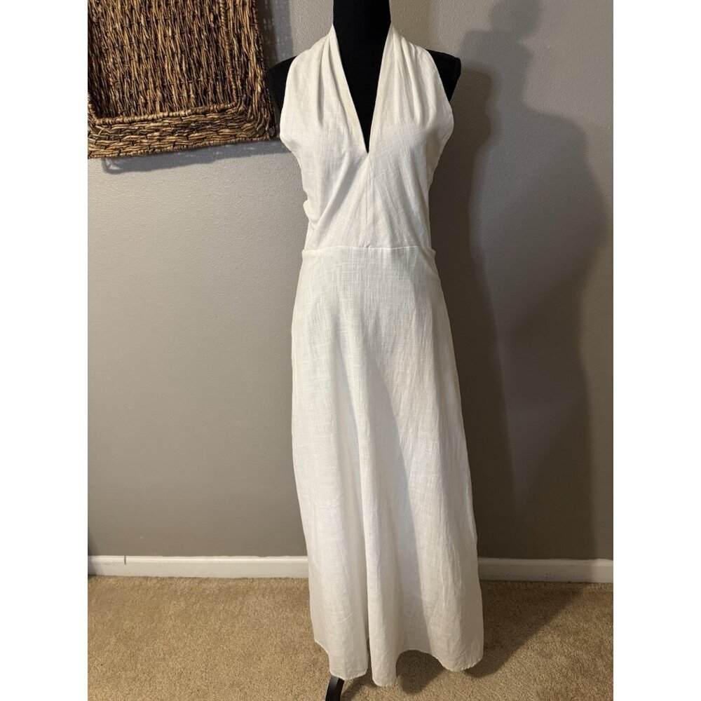 Petal & Pup White Cotton Halter Midi Maxi Dress S Small Sleeveless - Picture 2 of 15